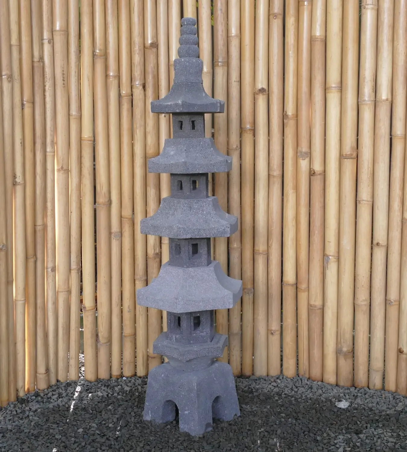  Product image 5 of the product “Japanese style Garden Lantern, made from Andesit Stone. Multipart. 130 cm Height, Roof is 40 cm width. ”